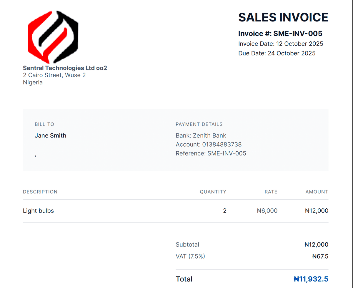 Invoice preview